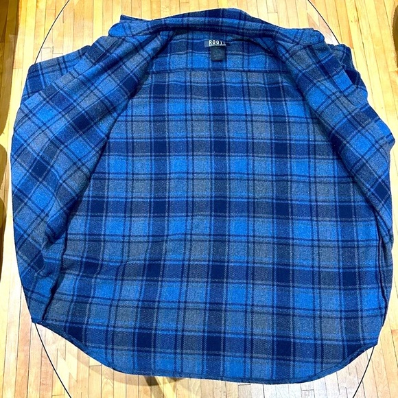 🧥Stylish Vintage ROOTS Men's Blue Plaid Jacket - Size L 🧥 - Picture 8 of 10